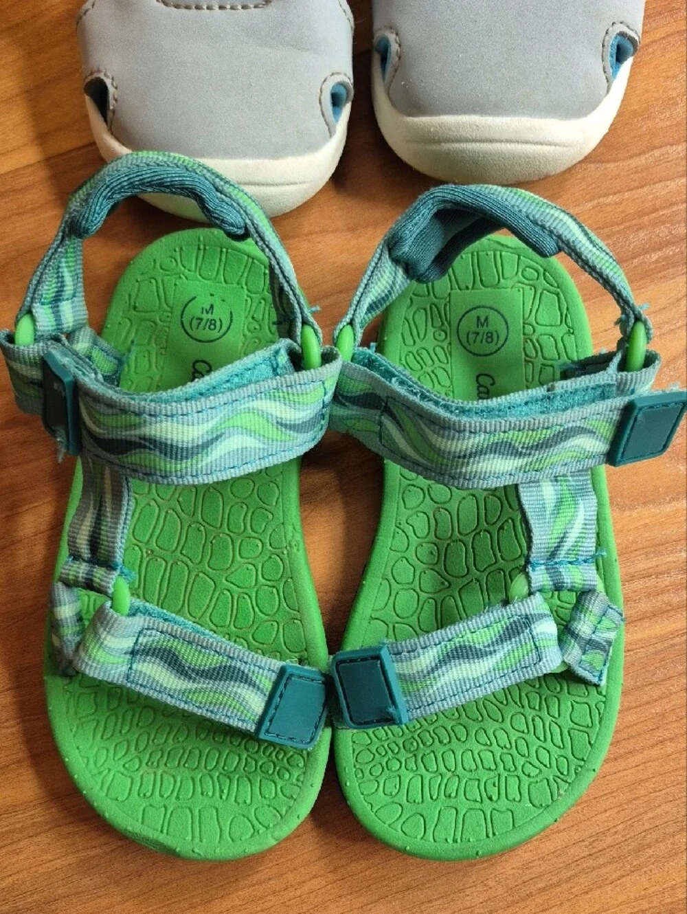 Kids Grey and Blue Closed-Toe Sandals and Green Open-Toe Sandals - 2-Pair Set